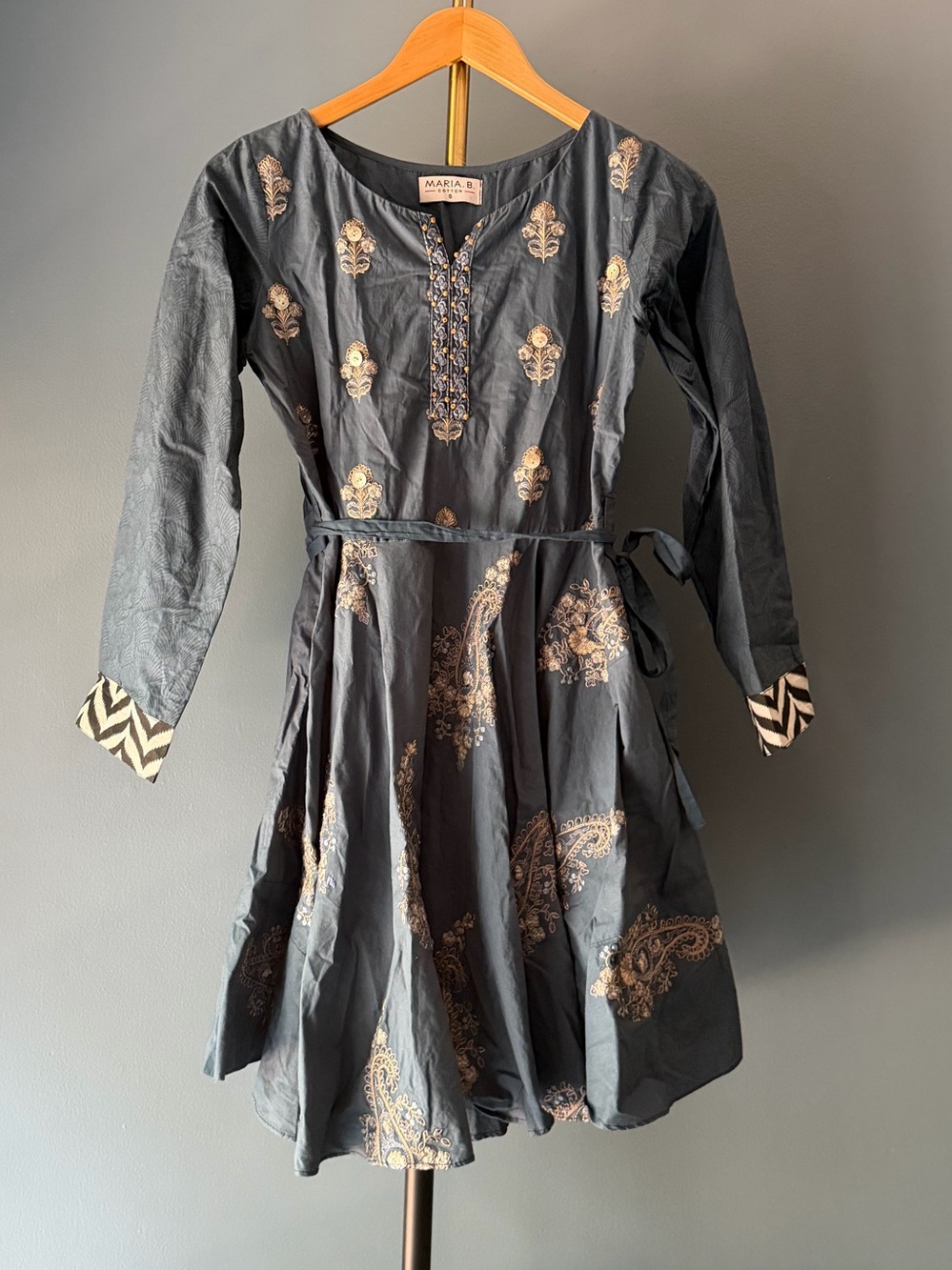 MARIA B. Long-Sleeve Embroidered Dress